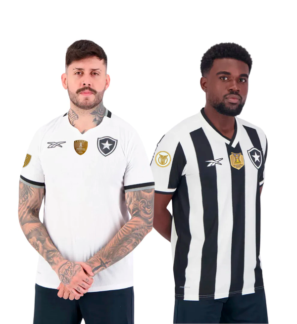 Kit Camisas Oficiais Fogão 2024/25 I e III com 2 Patches do Brasileirão e 2 da Libertadores